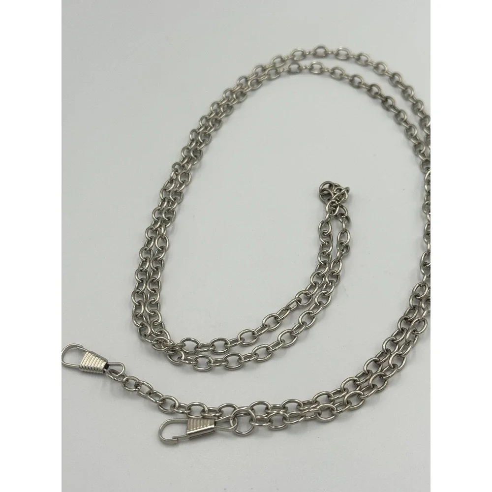 Silver Tone Strand Oval Link Belt Chain Y2K‎ Streetwear Glasses Purse Chain 48